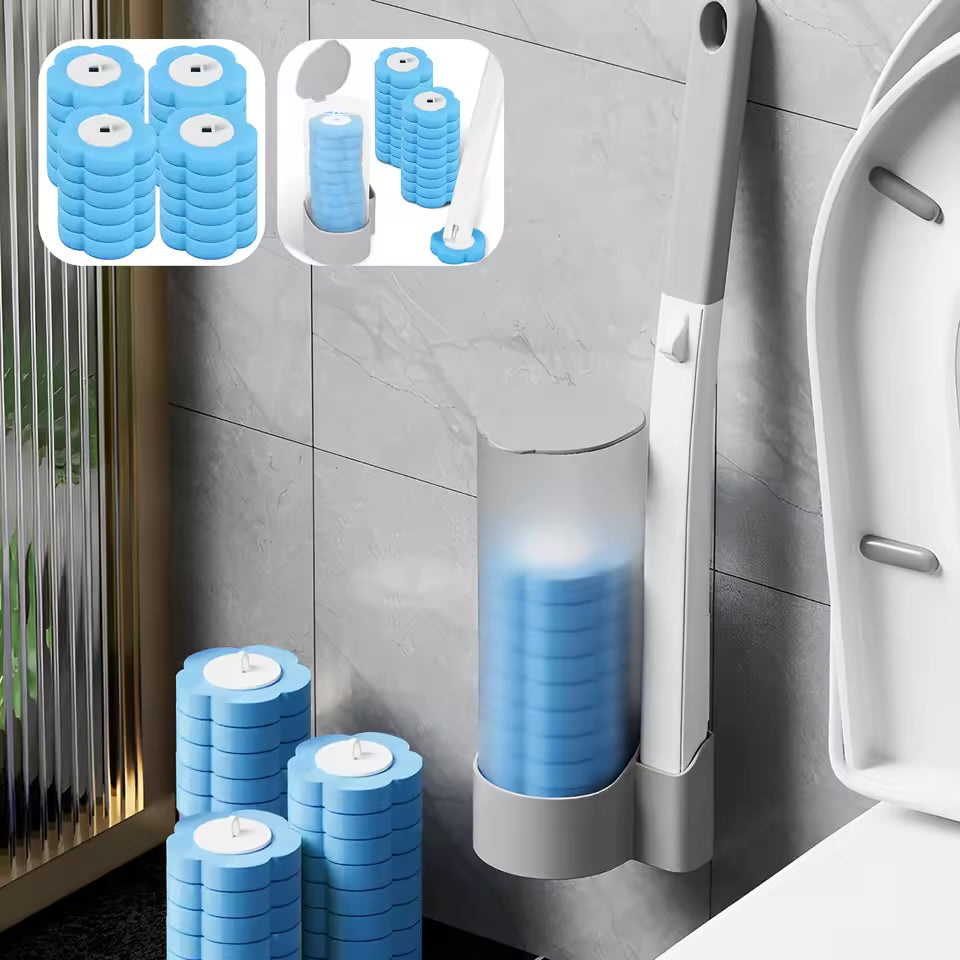 Cleansa™ Smart Toilet Brush Kit – Disposable Heads & Wall Holder for Germ-Free Cleaning