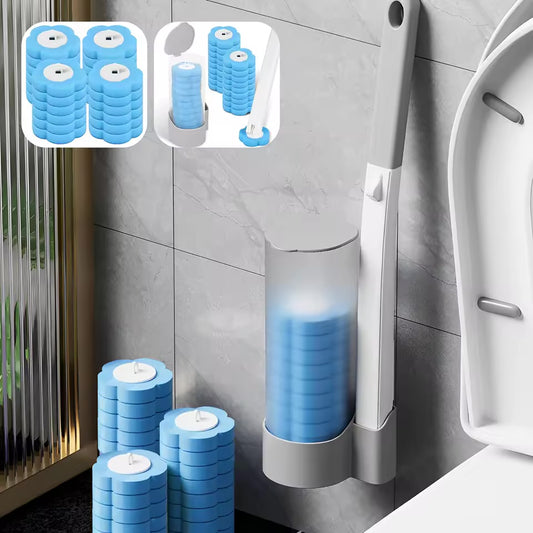 Cleansa™ Smart Toilet Brush Kit – Disposable Heads & Wall Holder for Germ-Free Cleaning